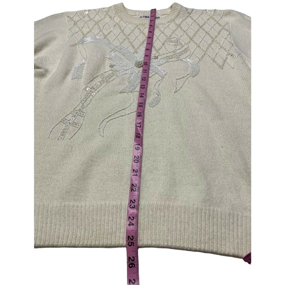 Alfred Dunner Plus Knightsbridge Embellished sweater Ivory Sz Large crew neck - Picture 11 of 11